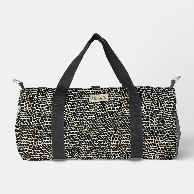Black Mock Snakeskin Print Duffle Bag (Front)