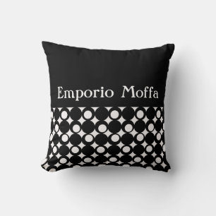 Black Mod Ball Design @ Emporio Moffa w/text Cushion