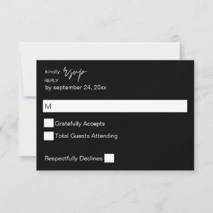 Black MOD Calligraphy no Meal RSVP Card