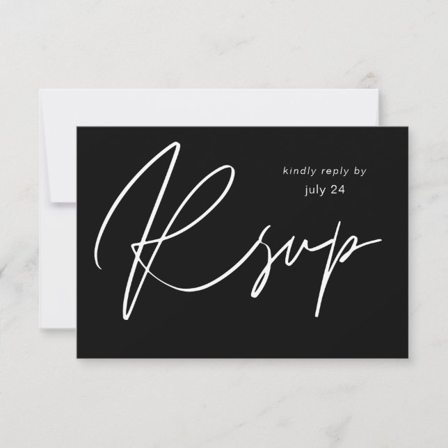 Black MOD Calligraphy w Meal RSVP Card (Front)