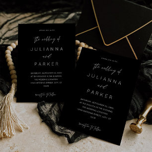 Black MOD Calligraphy Wedding Invitation