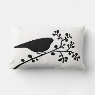 Black Mod Single Bird & Berries {pick your colour} Lumbar Cushion