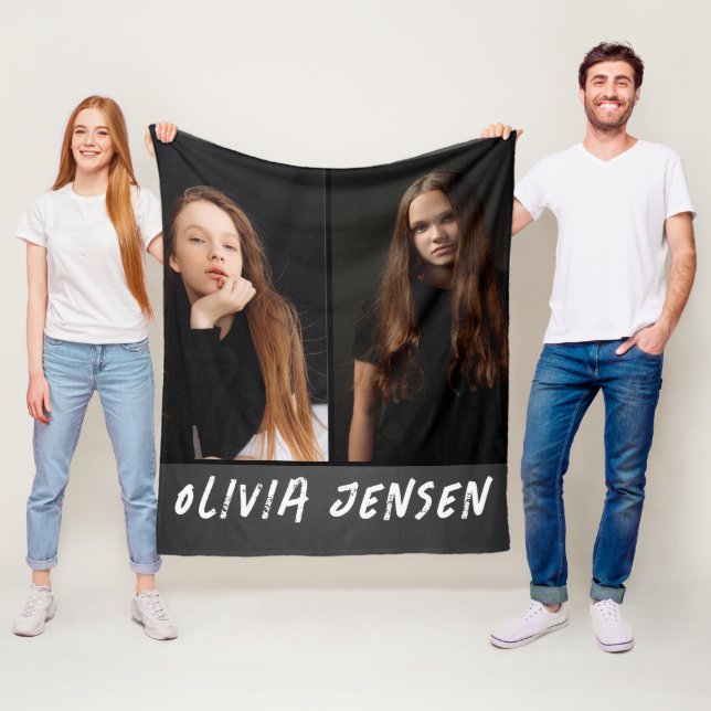 Black Modern 2 photo name  Fleece Blanket (In Situ)