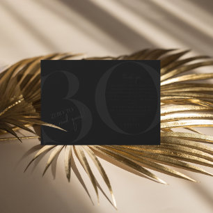 Black Modern 30th Birthday Party Thank You