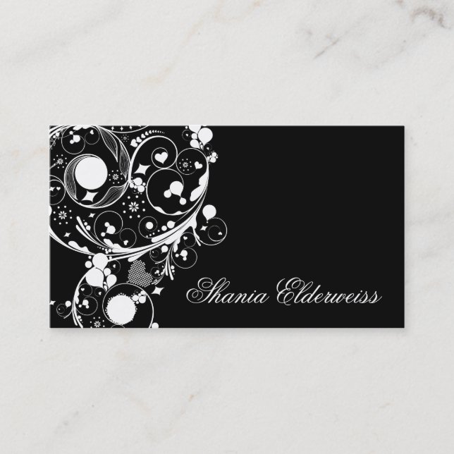 Black Modern Abstract Business Card Template (Front)