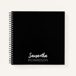 Black Modern and Simple Personalised Monogram Notebook
