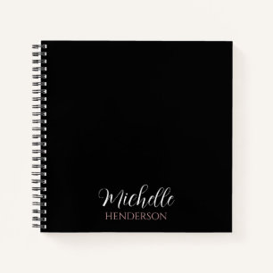 Black Modern and Simple Personalised Monogram Notebook