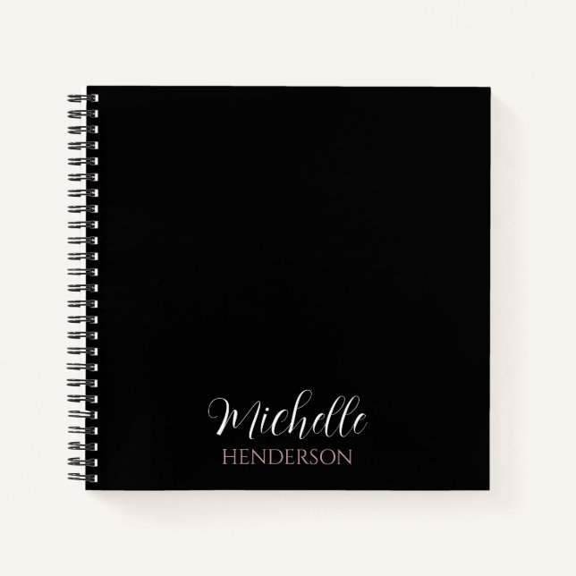 Black Modern and Simple Personalised Monogram Notebook (Front)