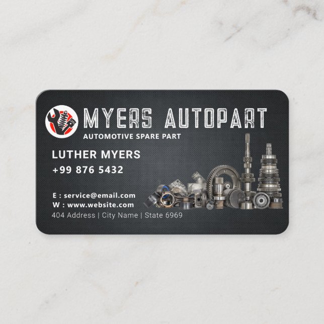 black modern autopart service business card (Front)