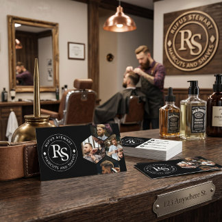 Black Modern Barber Shop Business Card
