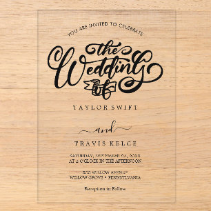 Black Modern Boho Acrylic Wedding Invitation
