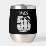 Black Modern Bold 50th Birthday Personalised<br><div class="desc">Black Modern Bold 50th Birthday Personalised Thermal Wine Tumbler</div>
