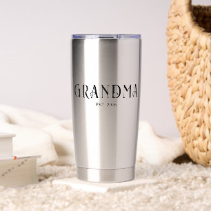 Black Modern Bold Font Established Grandma  Insulated Tumbler