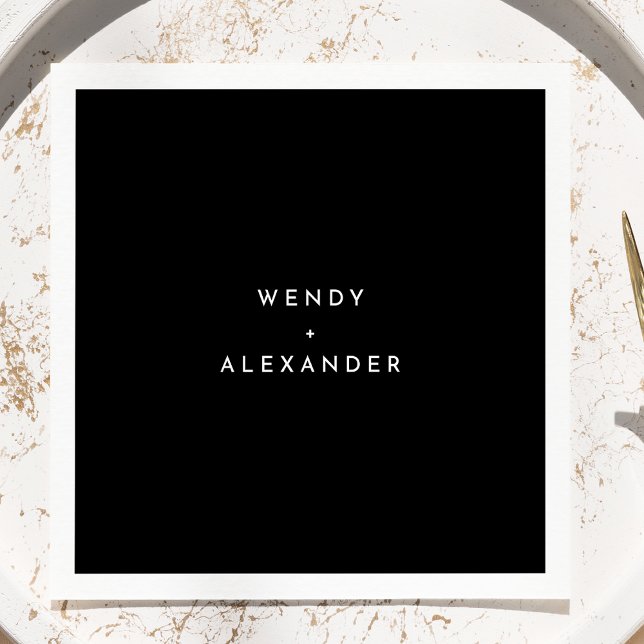 Black Modern Bold Wedding Napkins (Creator Uploaded)
