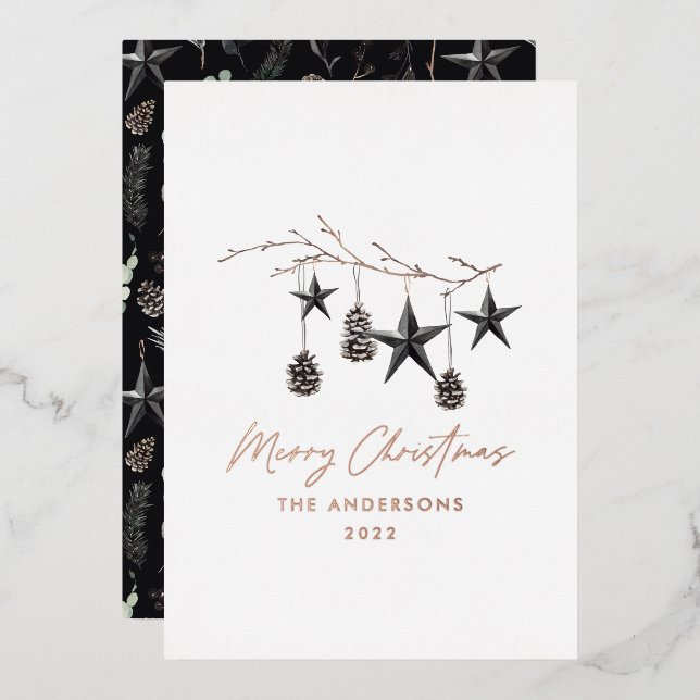 Black modern botanical scandi Christmas (Front/Back)