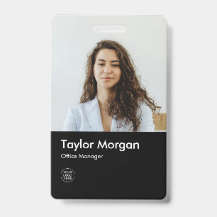 Black Modern Business ID Card Employee Badge