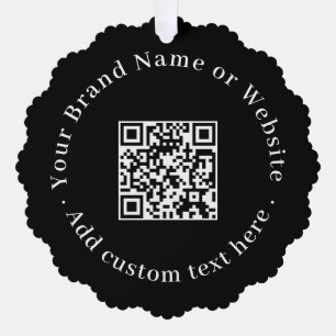 Black Modern Business QR Code Christmas Logo Tree Decoration Card