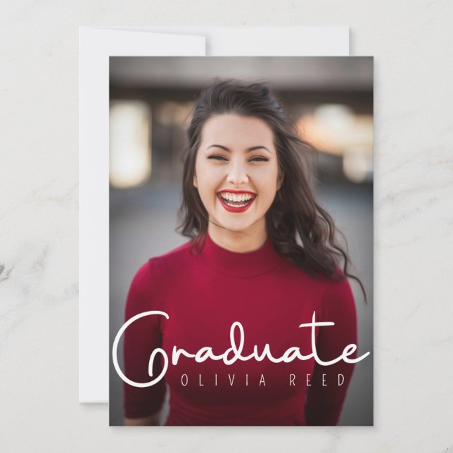 Black Modern Calligraphy Graduation Invitation (Front)