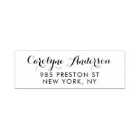 Black Modern Calligraphy Return Address Stamp