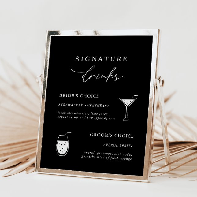 Black Modern Calligraphy Signature Drinks Sign (Creator Uploaded)