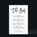Black Modern Calligraphy Wedding Bar Menu Card<br><div class="desc">Add these customisable drinks menu card stationery to your event tablescape. It features modern calligraphy and simple typography in black. This modern calligraphy bar menu card is perfect for weddings,  bridal showers,  baby showers,  and so much more.</div>