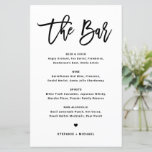 Black Modern Calligraphy Wedding Bar Menu Card<br><div class="desc">Add these customisable drinks menu card stationery to your event tablescape. It features modern calligraphy and simple typography in black. This modern calligraphy bar menu card is perfect for weddings,  bridal showers,  baby showers,  and so much more.</div>