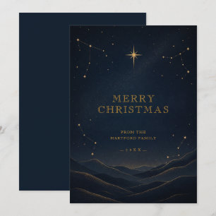 Black Modern Celestial Christmas Gold TMF26 Holiday Card