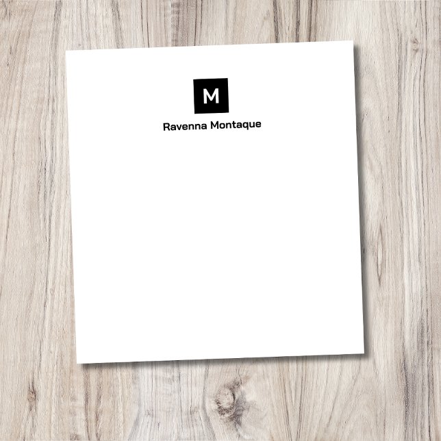 Black Modern Chic Trendy Monogram  Notepad (Creator Uploaded)