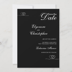 Black Modern Chic Wedding Save The Date Invitation