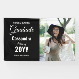 Black Modern Classic Photo Graduation Banner