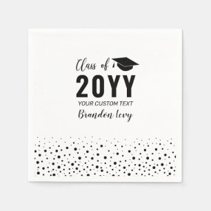 Black Modern Confetti Graduation Party Napkin