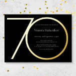 Black Modern Custom Minimalist 70th Birthday Gold<br><div class="desc">Gold Black 70th Birthday Modern Custom Minimalist Foil Invitation. Minimalist birthday invitation design, simple yet classy and elegant with real gold foil. Great for a black & gold themed party! This is a customisable template, if you need some help customising it simply contact the designer by clicking on the 'Message'...</div>