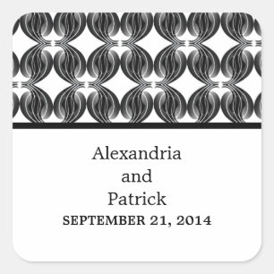 Black Modern Deco Wedding Stickers