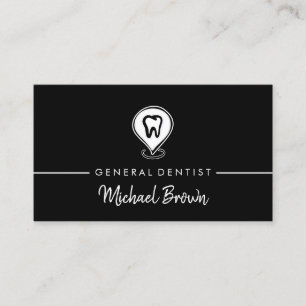Black Modern Dentist Tooth Business Card
