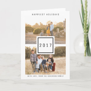 Black Modern Double Photo Holiday Card