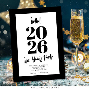 Black Modern Editable New Years Party Invitation