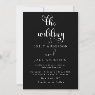 Black Modern Elegance Chic Wedding Invitation