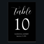 Black Modern Elegance Wedding Table Number<br><div class="desc">Trendy,  minimalist wedding table number cards featuring white modern lettering with "Table" in a modern calligraphy script.  The design repeats on the back. To order the table cards: add your name,  wedding date,  and table number. Add each number to your cart individually and check out when you're finished.</div>