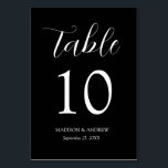 Black Modern Elegance Wedding Table Number<br><div class="desc">Trendy,  minimalist wedding table number cards featuring white modern lettering with "Table" in a modern calligraphy script.  The design repeats on the back. To order the table cards: add your name,  wedding date,  and table number. Add each number to your cart individually and check out when you're finished.</div>