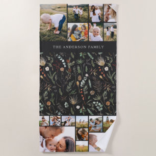 black modern elegant 17 photo botanical pampas bea beach towel