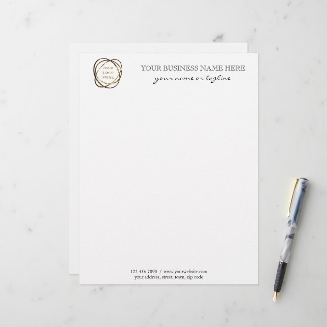 Black Modern Elegant Custom Business Logo    Custom Letterhead (Front/Back In Situ)