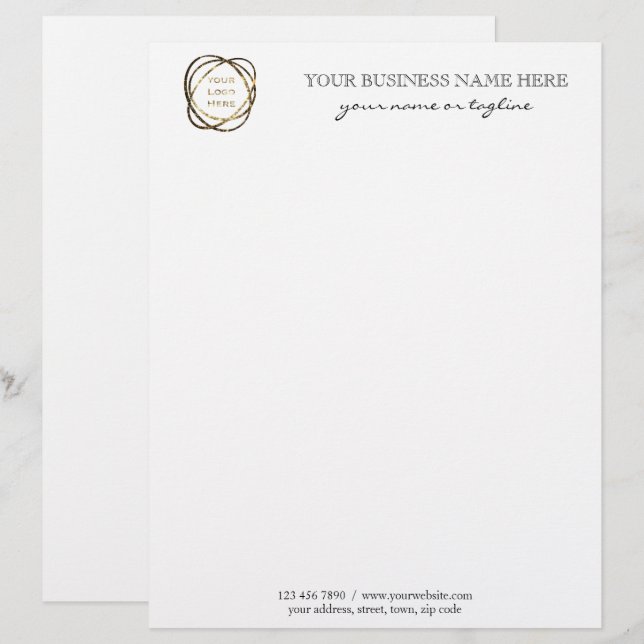 Black Modern Elegant Custom Business Logo    Letterhead (Front/Back)