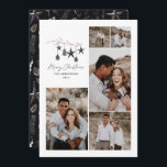 Black modern elegant script Christmas multi photo  Holiday Card<br><div class="desc">Black modern elegant rustic watercolor beige natural Scandinavian contemporary muted colours beige,  black and white 5 multi photo holiday Christmas card.</div>
