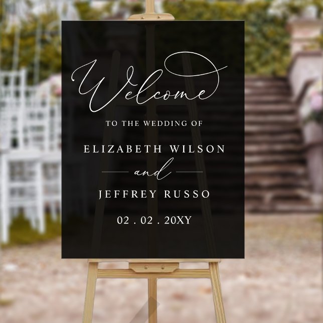Black Modern Elegant Script Wedding Welcome Sign (Black Modern Elegant Script Wedding Welcome Sign
)