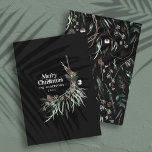 Black modern elegant watercolor botanical rustic holiday card<br><div class="desc">Black modern elegant rustic watercolor dried botanical floral muted colors holiday Christmas card.</div>