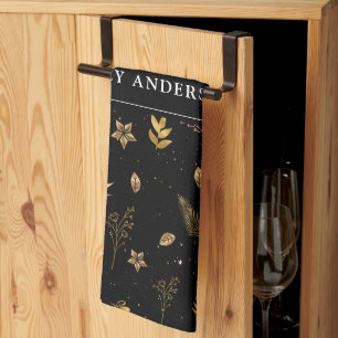 Black Modern Gold Arch elegant contemporary Tea Towel