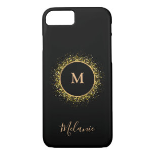 Black modern gold name Monogrammed  Case-Mate iPhone Case