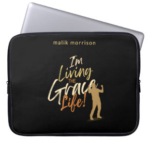 Black Modern Grace Life Script Male Silhouette Laptop Sleeve