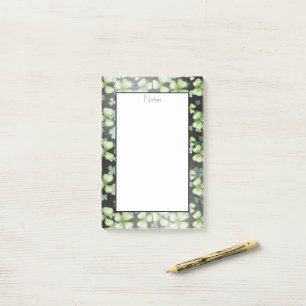 Black Modern Green Shamrock Clover Post-it Notes