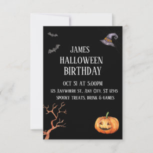 Black Modern Halloween Party Invitation